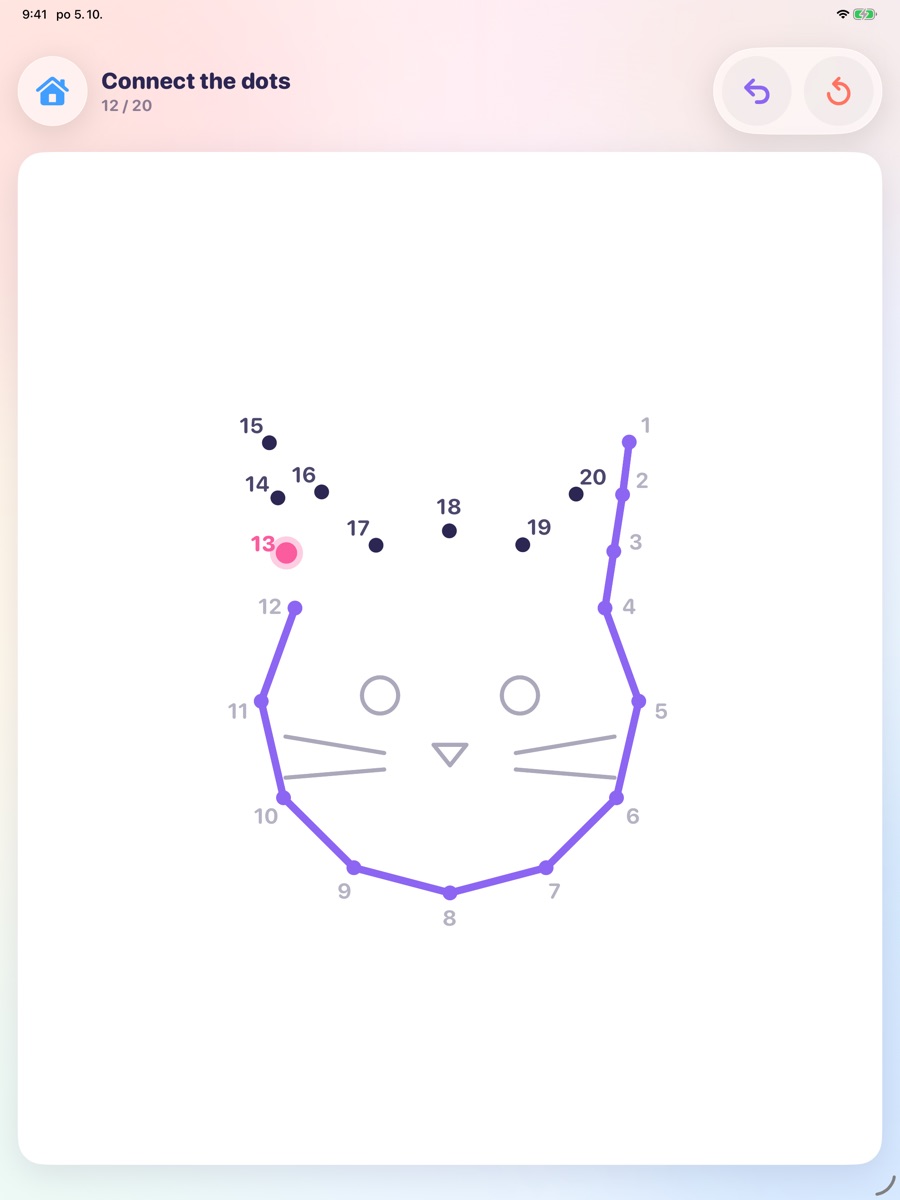 Connect the dots: a kitten appears as the numbered dots are joined